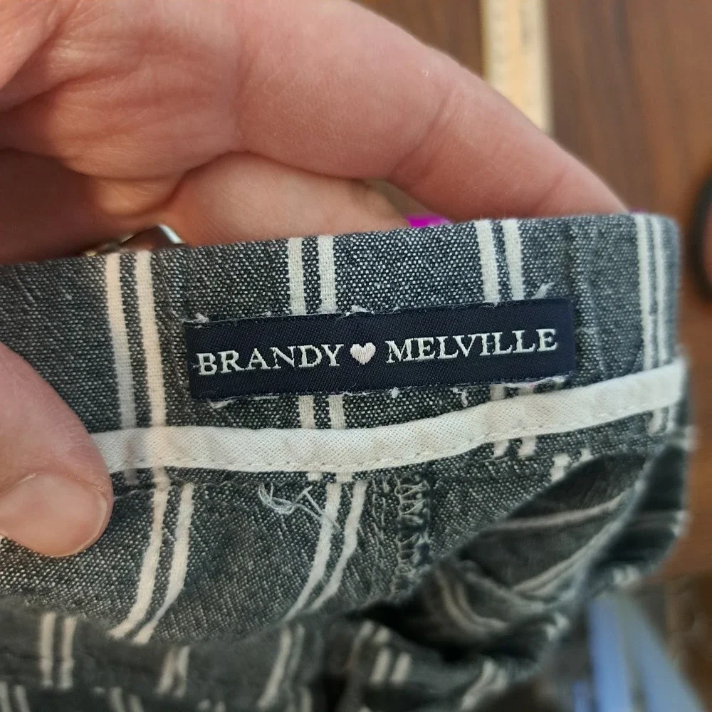 Brandy Melville Grey White Striped Trousers Straight Leg Pants Kids
